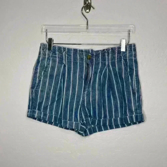 American Eagle Outfitters Pants - American Eagle Striped Paperbag Denim Shorts Size 8